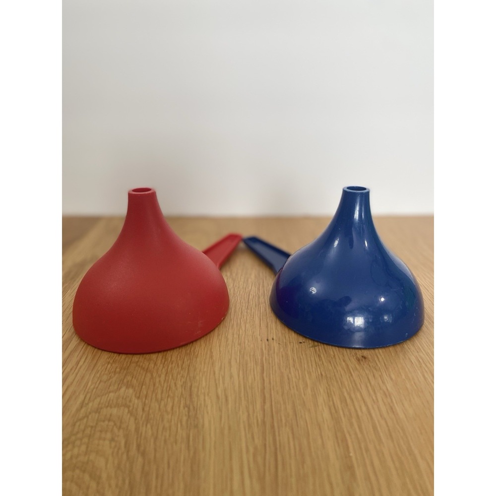 Lot of 2 Vintage Tupperware FUNNELS #1227 & #1227A Red Blue Retro Kitchenware